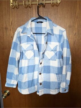 Cozy Blue and White Buffalo Plaid Shacket